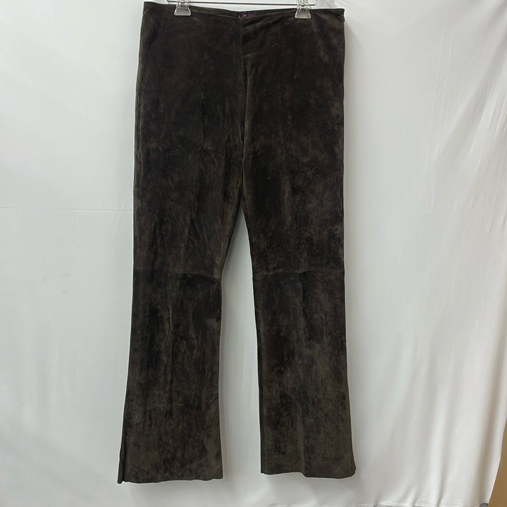 Vs2 Vakko Dark Brown Suede Boot Cut Pants